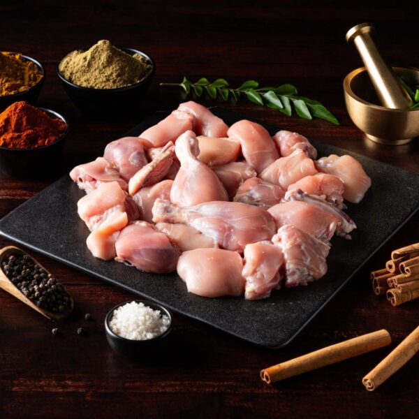 About the Product Our Relish Chicken Curry Cut Without Skin is the perfect choice for your delicious and protein-packed curries. The cuts are carefully selected, cleaned, and free of skin, making it an excellent option for those looking to enjoy lean, healthy meat. Rich in protein, iron, and Vitamin B12, this chicken supports muscle building, boosts energy, and enhances overall health. Ideal for making flavorful curries, stews, and grilling, this tender chicken cut is a must-have for your kitchen.